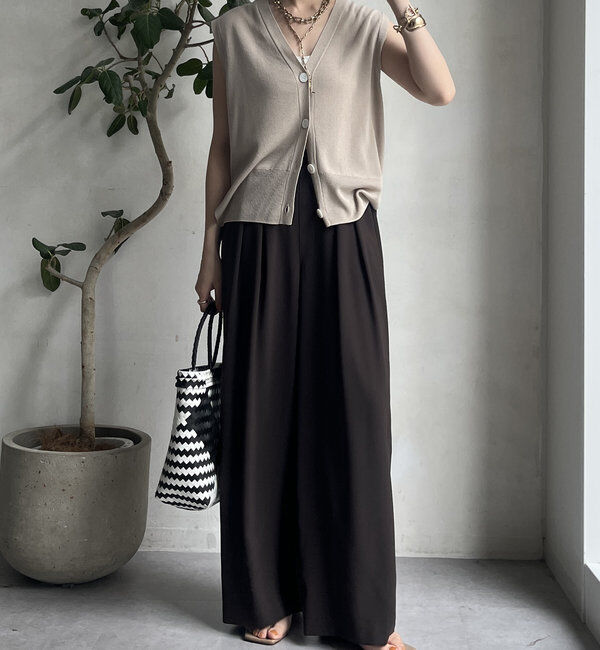  「【累計販売数3万枚突破/21色4サイズ展開！】タックワイドパンツ」|チノ|