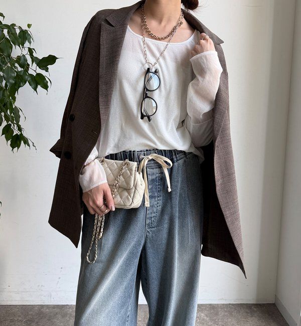  「【柔らかい着心地】袖シアーリブTEE」|Tシャツ・カットソー|