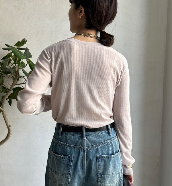  「【柔らかい着心地】袖シアーリブTEE」|Tシャツ・カットソー|