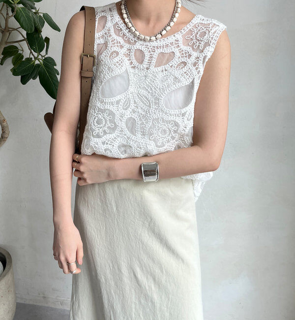  「刺繍前後2WAYレースタンク」|シャツ・ブラウス|