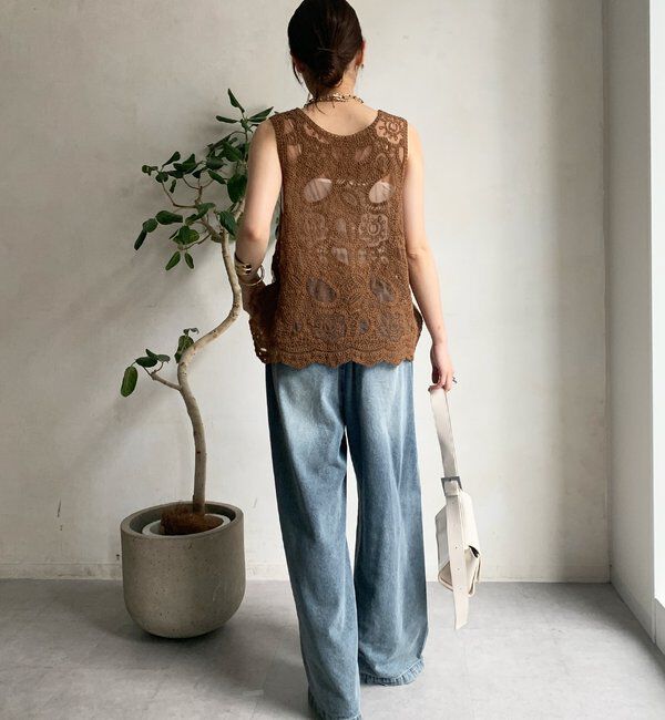  「刺繍前後2WAYレースタンク」|シャツ・ブラウス|