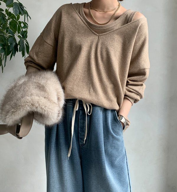  「【新色追加/インフルエンサーSAKURA企画】ラメスウェットタンクセット」|Tシャツ・カットソー|