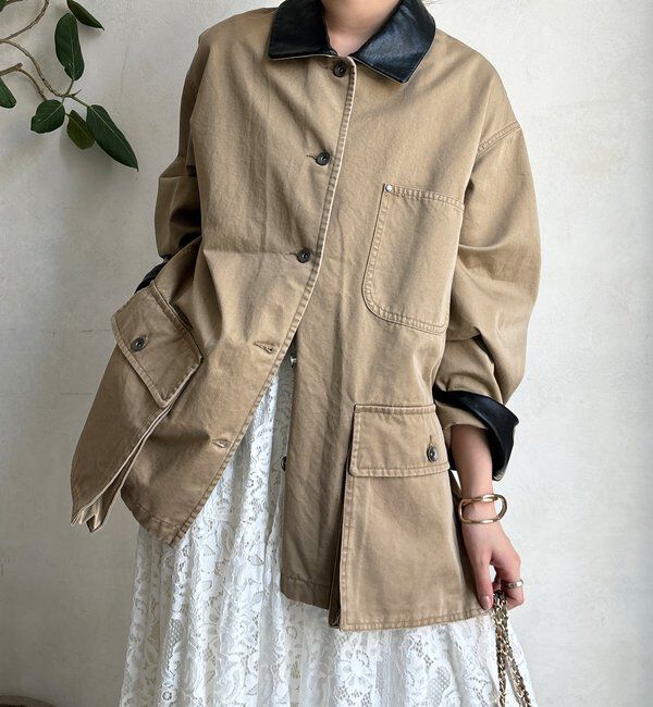  「レザーカラーカバーオールジャケット」|ブルゾン・スタジャン|