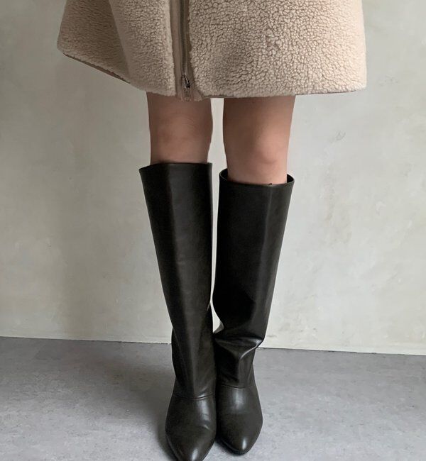  「6センチヒールワイドロングブーツ」|ロングブーツ|