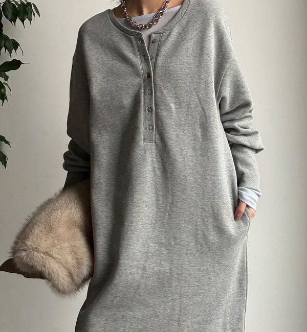  「裏毛裏起毛ヘンリーネックワンピース」|ワンピース|