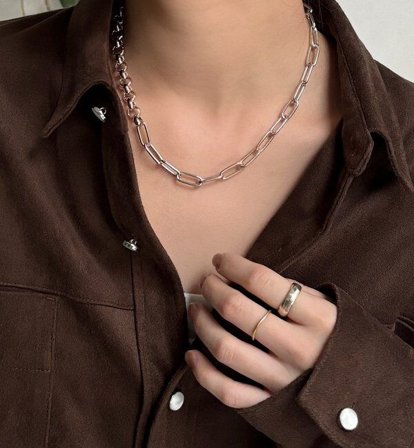  「ミックスチェーンラリエット」|ネックレス|シルバー