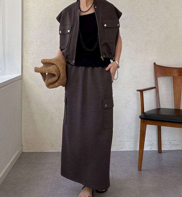  「【WEB限定】ショートベスト&times;カーゴスカートセット」|スーツ|