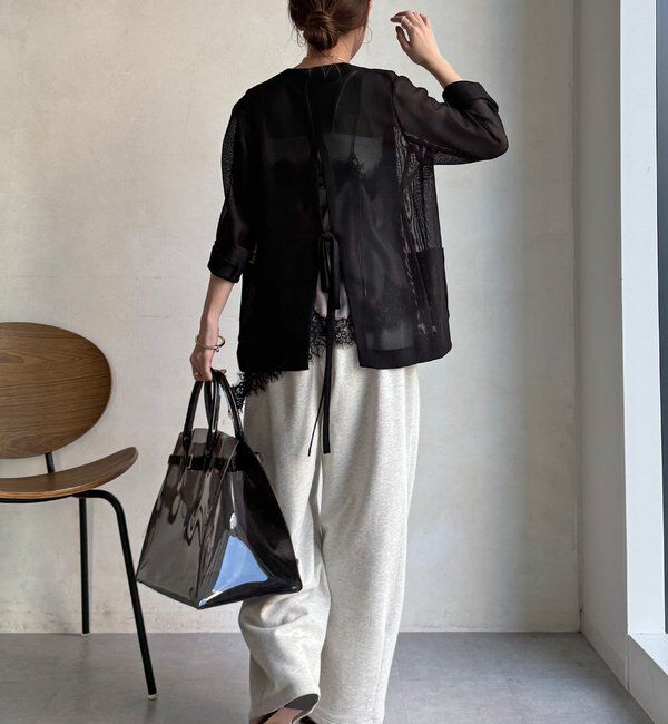  「メッシュノーカラーバックリボンジャケット」|テーラードジャケット|