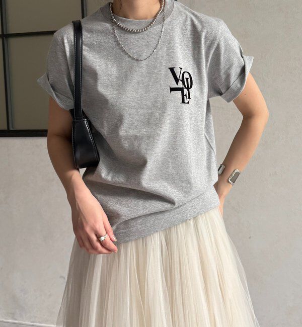  「voileワンポイントフロッキーロゴTEE」|Tシャツ・カットソー|グレー