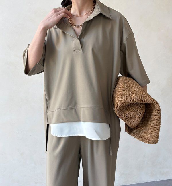  「【WEB限定】6分袖スキッパーシャツ＋ワイドパンツ」|スーツ|