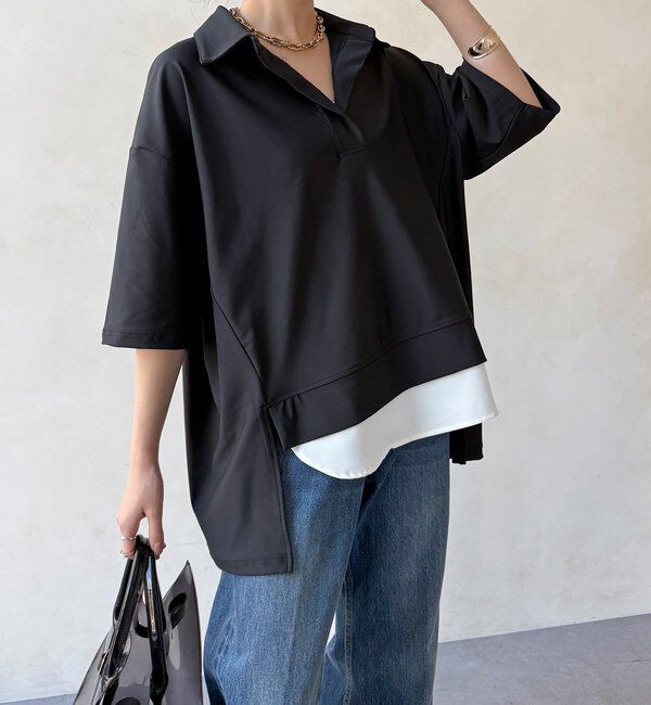  「【WEB限定】6分袖スキッパーシャツ＋ワイドパンツ」|スーツ|