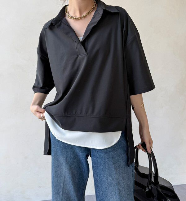  「【WEB限定】6分袖スキッパーシャツ＋ワイドパンツ」|スーツ|