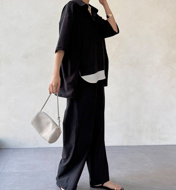  「【WEB限定】6分袖スキッパーシャツ＋ワイドパンツ」|スーツ|