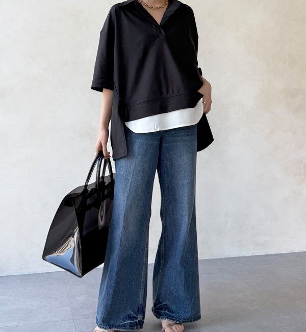  「【WEB限定】6分袖スキッパーシャツ＋ワイドパンツ」|スーツ|