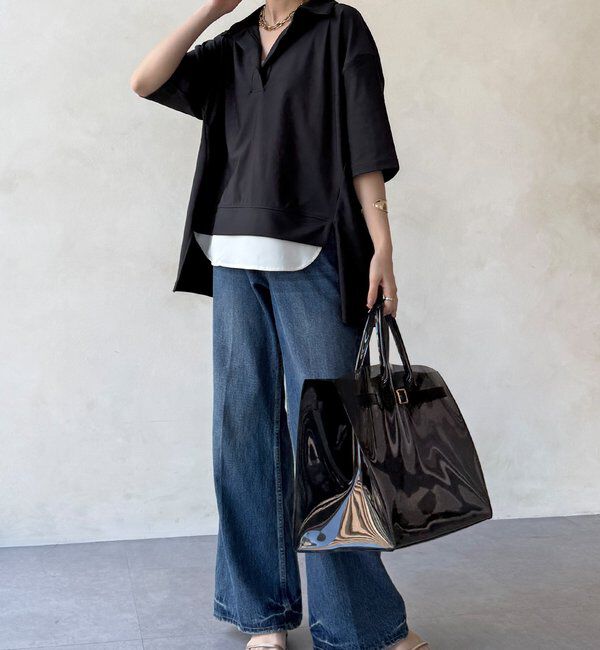  「【WEB限定】6分袖スキッパーシャツ＋ワイドパンツ」|スーツ|