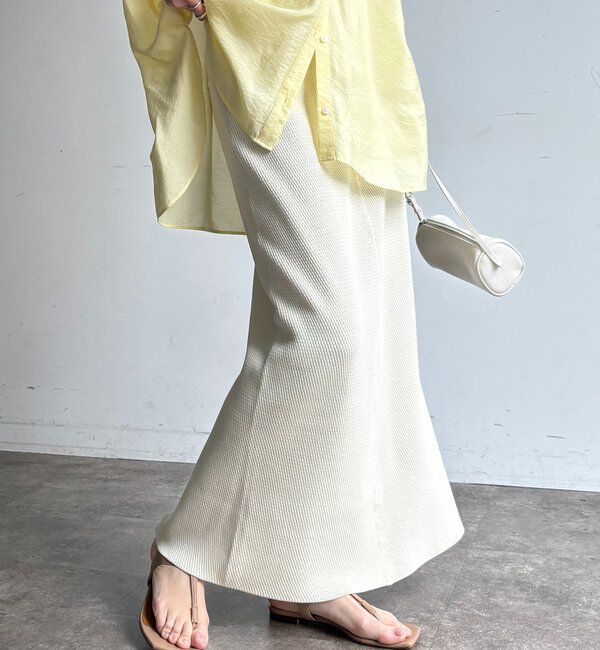  「【セットアップ可能】ハニカムワッフル編みニットスカート」|スカート|