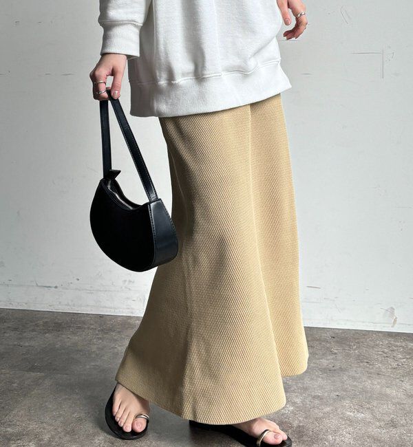  「【セットアップ可能】ハニカムワッフル編みニットスカート」|スカート|