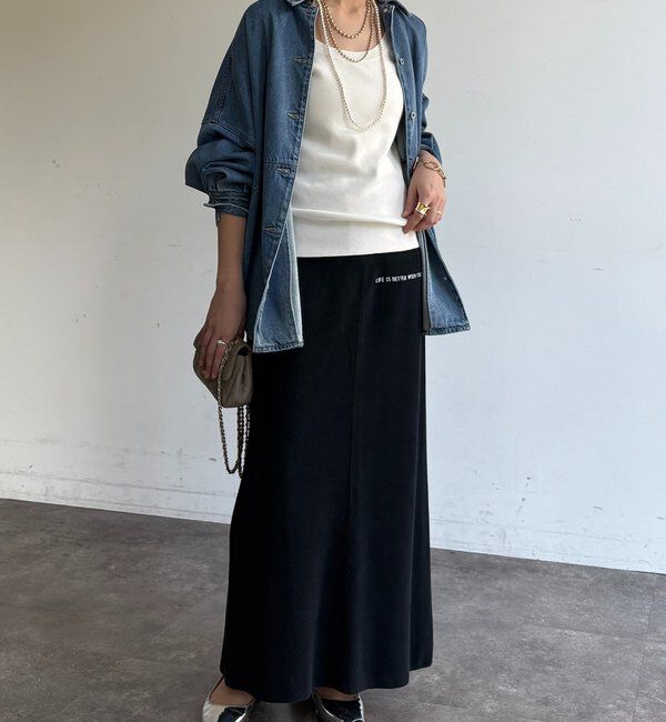  「【セットアップ可能】ハニカムワッフル編みニットスカート」|スカート|