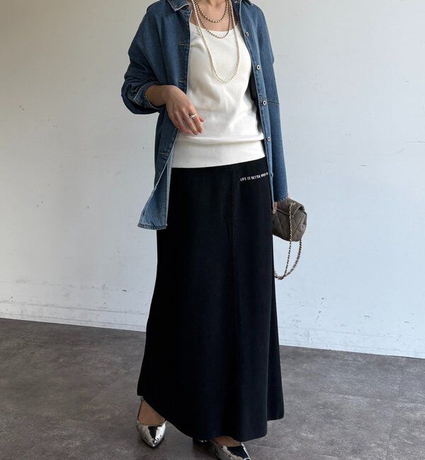  「【セットアップ可能】ハニカムワッフル編みニットスカート」|スカート|