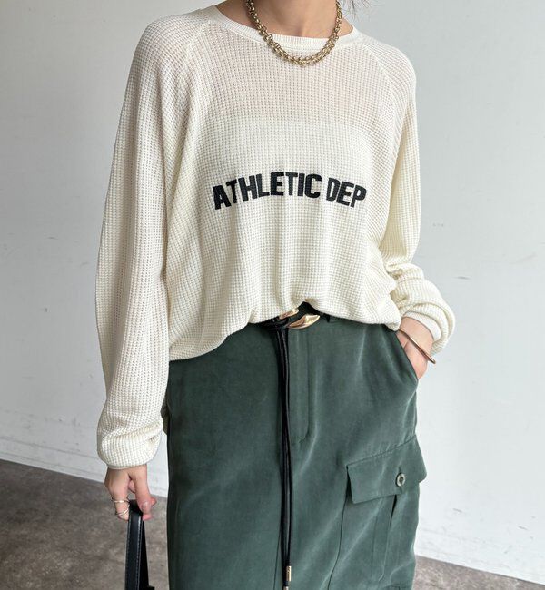  「【セットアップ可能】ワッフル編みロゴプリントニット」|ニット・セーター|
