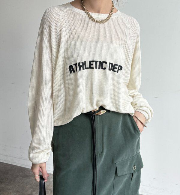  「【セットアップ可能】ワッフル編みロゴプリントニット」|ニット・セーター|
