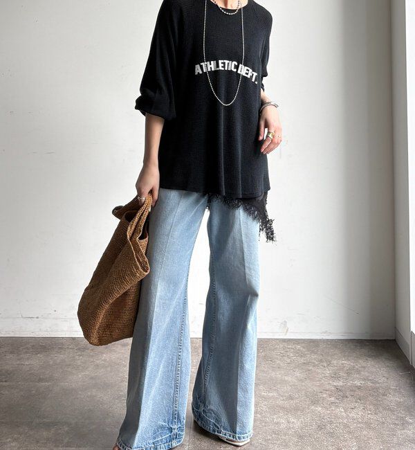  「【セットアップ可能】ワッフル編みロゴプリントニット」|ニット・セーター|