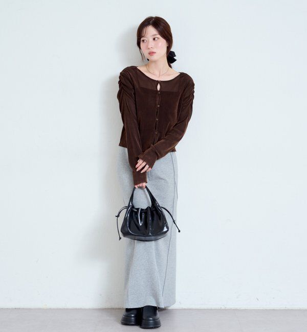  「【2サイズ展開】ストライプベロアフロッキー2wayカーディガン」|Tシャツ・カットソー|