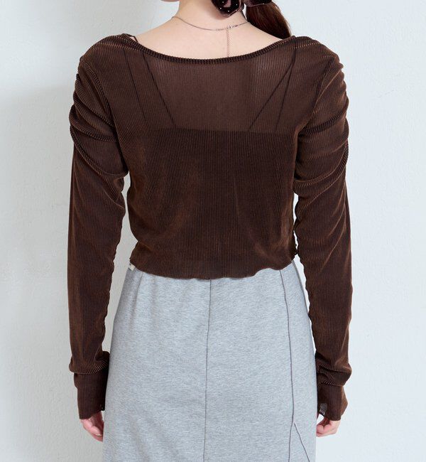  「【2サイズ展開】ストライプベロアフロッキー2wayカーディガン」|Tシャツ・カットソー|