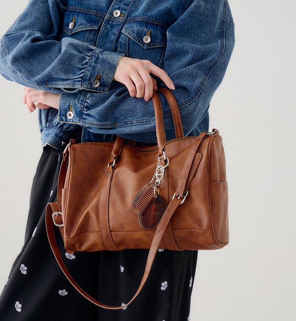  「【500mlペットボトル収納可】スタッズボストンバッグ」|ボストンバッグ|ブラウン