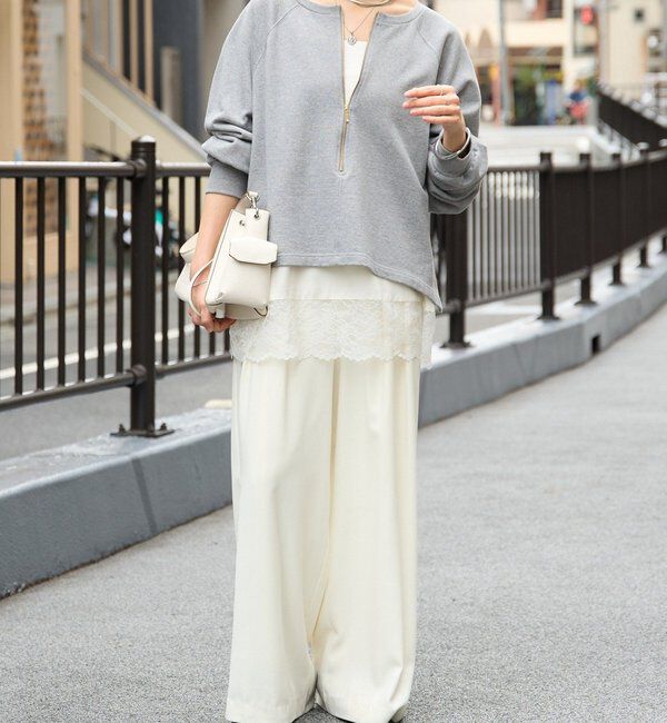  「【ウォッシャブル】【シーズンレスで使える】タックワイドスラックス」|チノ|