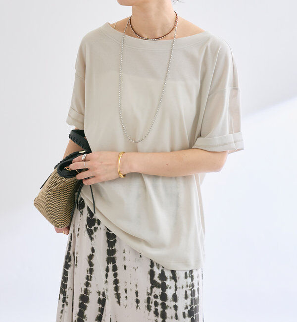  「【MONN.:.(モン)】オープンネックTee」|Tシャツ・カットソー|ベージュ