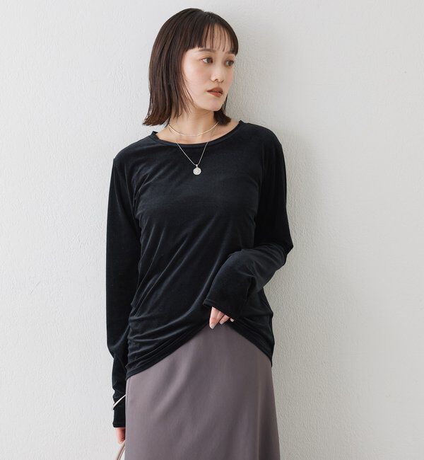  「【1枚でも様になる】シアーベロアロンT」|Tシャツ・カットソー|