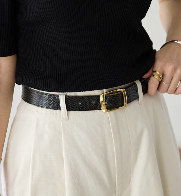  「【MONN.:.(モン)】SHIHOコラボ型押しベルト」|ベルト|ブラック