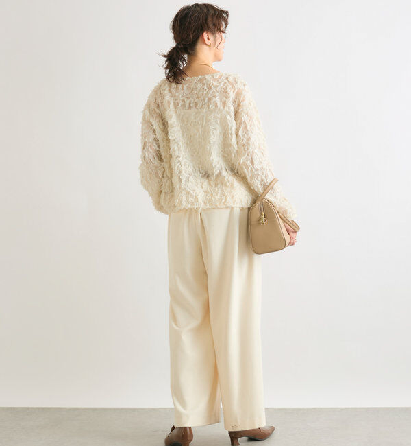  「【オケージョンにも◎】カットジャガードシアーブラウス」|シャツ・ブラウス|