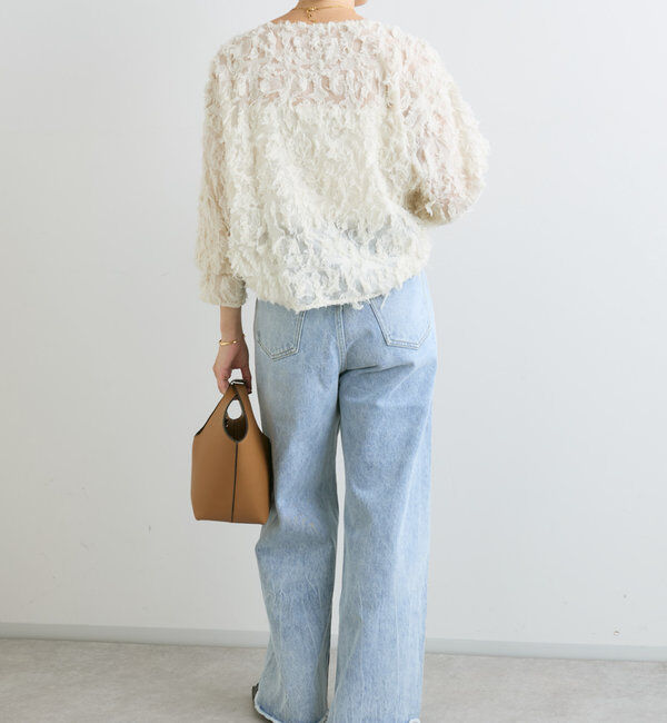  「【オケージョンにも◎】カットジャガードシアーブラウス」|シャツ・ブラウス|