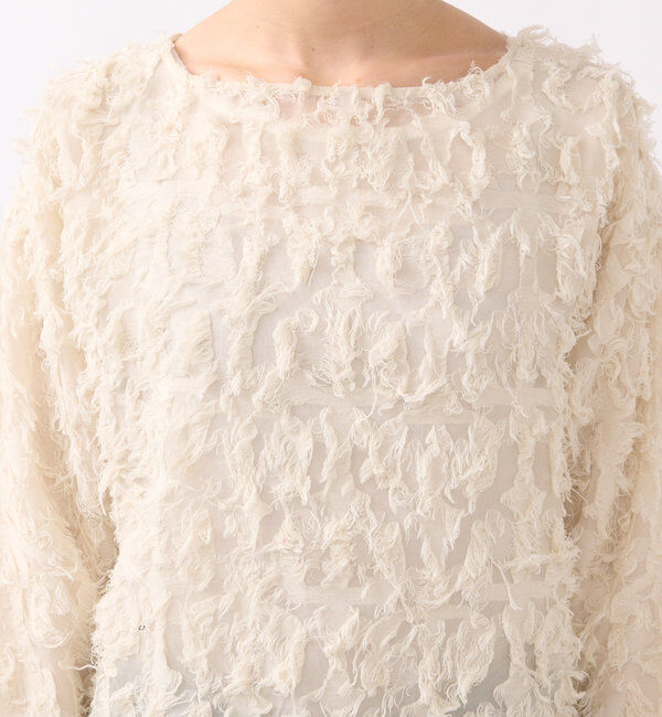  「【オケージョンにも◎】カットジャガードシアーブラウス」|シャツ・ブラウス|