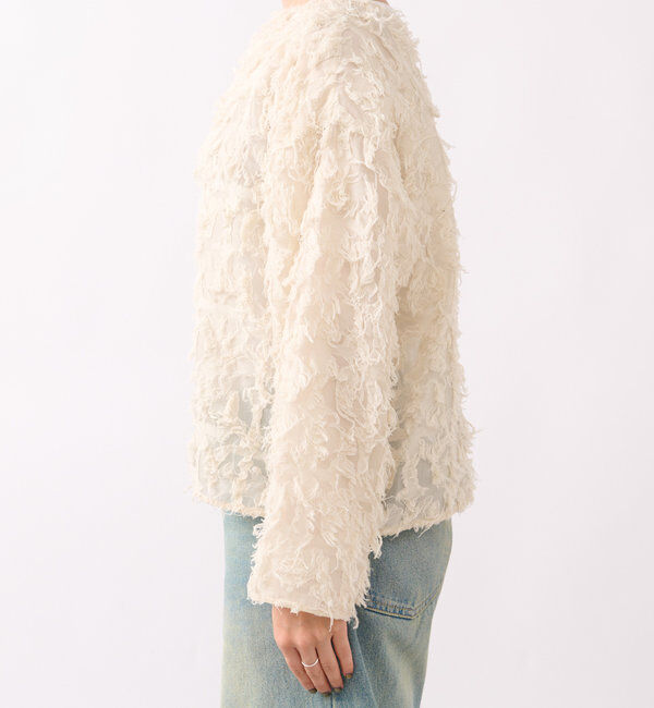  「【オケージョンにも◎】カットジャガードシアーブラウス」|シャツ・ブラウス|