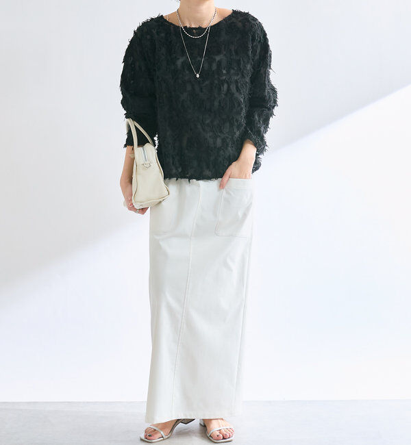  「【オケージョンにも◎】カットジャガードシアーブラウス」|シャツ・ブラウス|