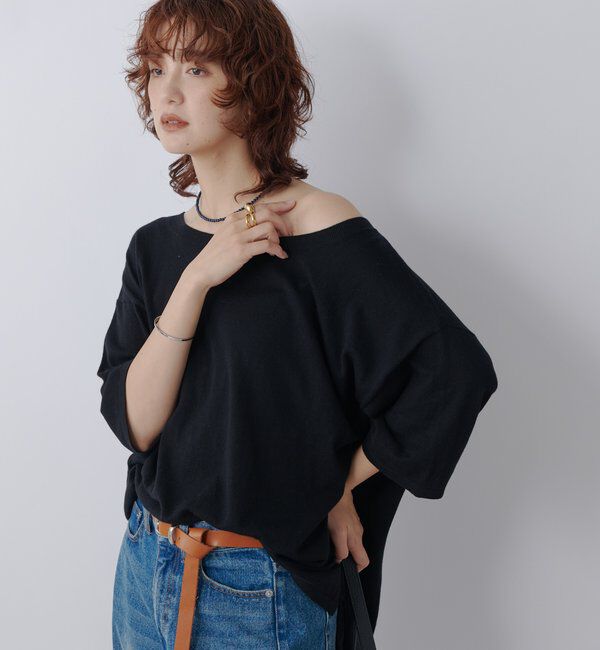  「【MONN.:. （モン）】LOOSE KNIT Tee」|ニット・セーター|ブラック