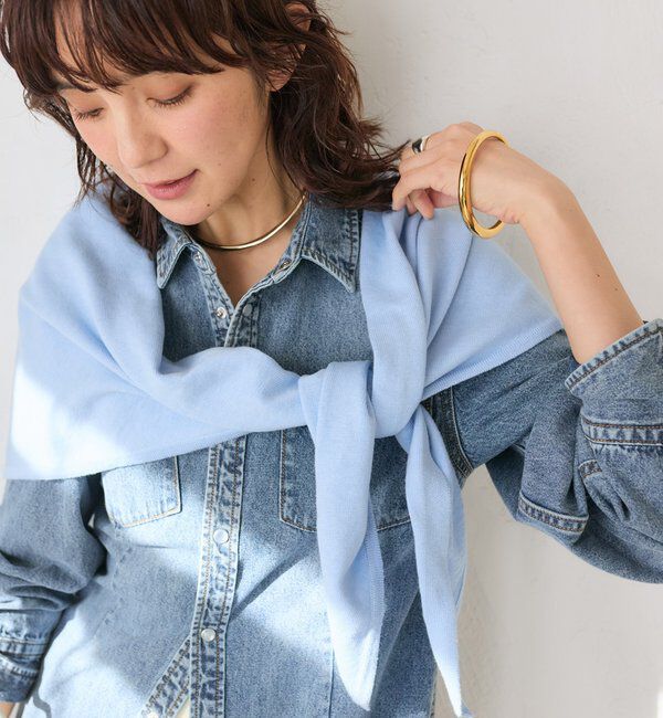  「【新色追加/リバイバル】【MONN.:.(モン)】サンカクストール」|ストール|サックスブルー