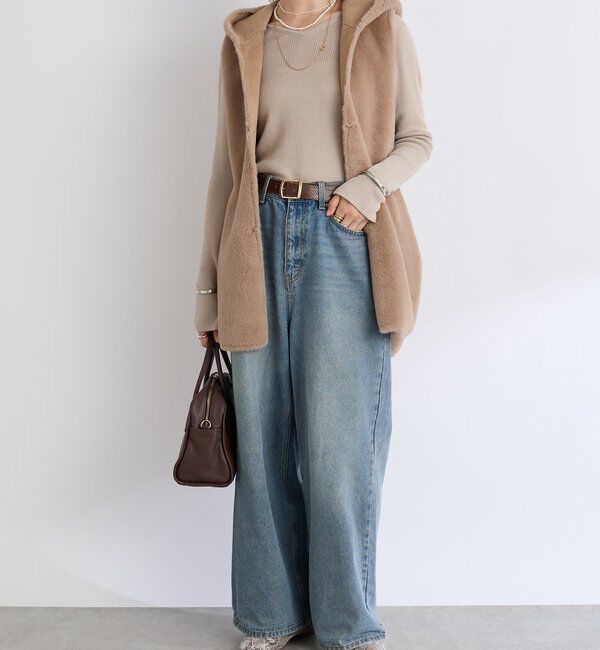  「【シーズンムード高まる】エコファーフードジレ」|ベスト・ジレ|