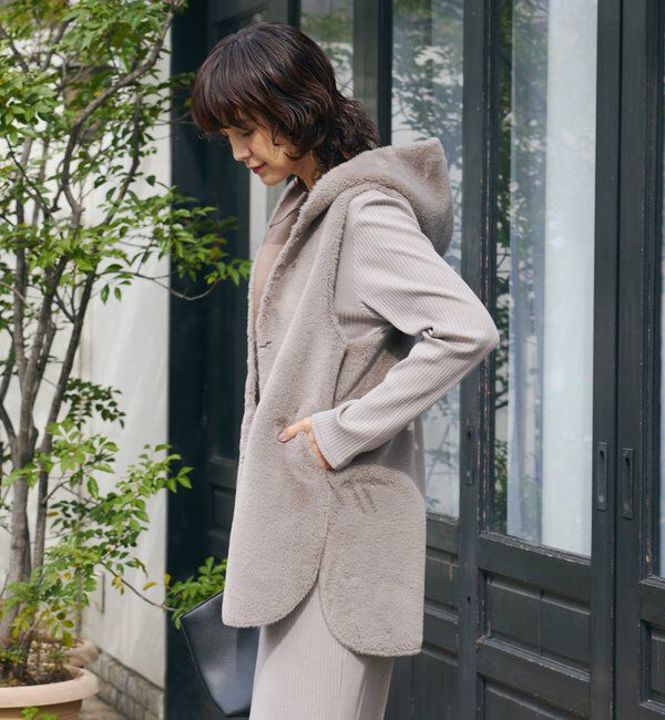  「【シーズンムード高まる】エコファーフードジレ」|ベスト・ジレ|