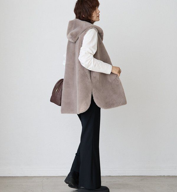  「【シーズンムード高まる】エコファーフードジレ」|ベスト・ジレ|