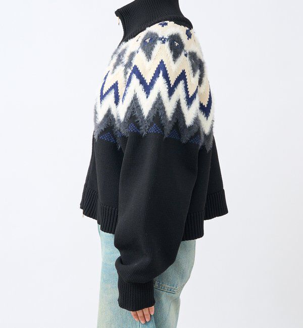  「【モダンな印象】ノルディックニットブルゾン」|カーディガン|