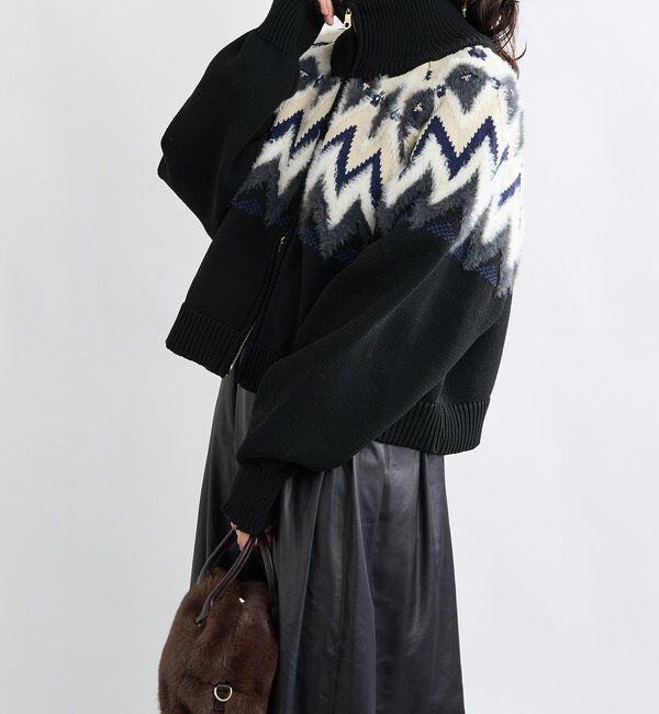  「【モダンな印象】ノルディックニットブルゾン」|カーディガン|