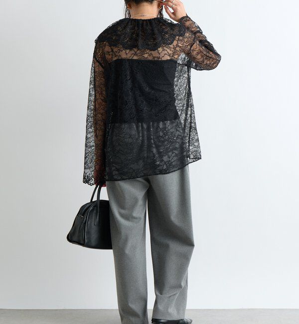  「【繊細なレースがアクセントに】フリルカラーレースブラウス」|シャツ・ブラウス|
