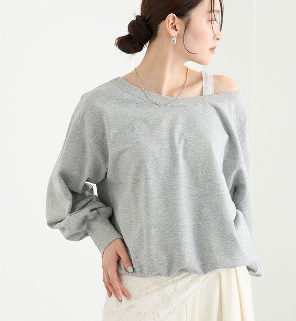  「【前後２way仕様】ボートネック2wayスウェット」|Tシャツ・カットソー|グレー