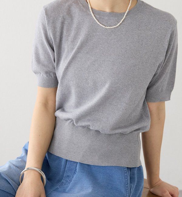  「予約【A・MONN(アモン)】HALF SLEEVE KNIT」|ニット・セーター|グレー