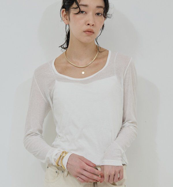  「シアーUネックロンT」|Tシャツ・カットソー|