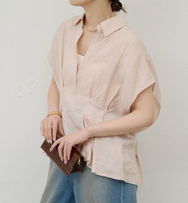  「【WEB限定】ハーフスリーブウエストシェイプシャツ」|シャツ・ブラウス|